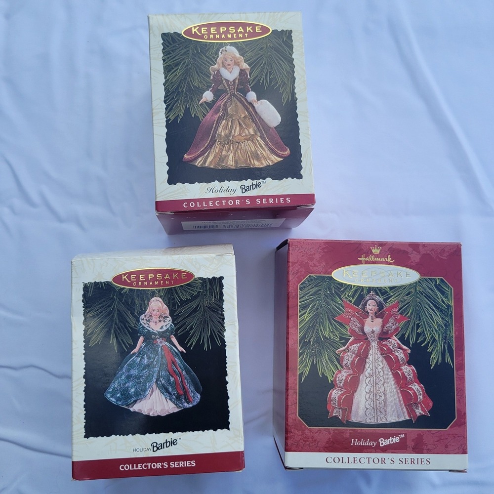 Hallmark Keepsake Holiday Barbie Ornaments w/ boxes Lot 95 96 97 Collector Items
